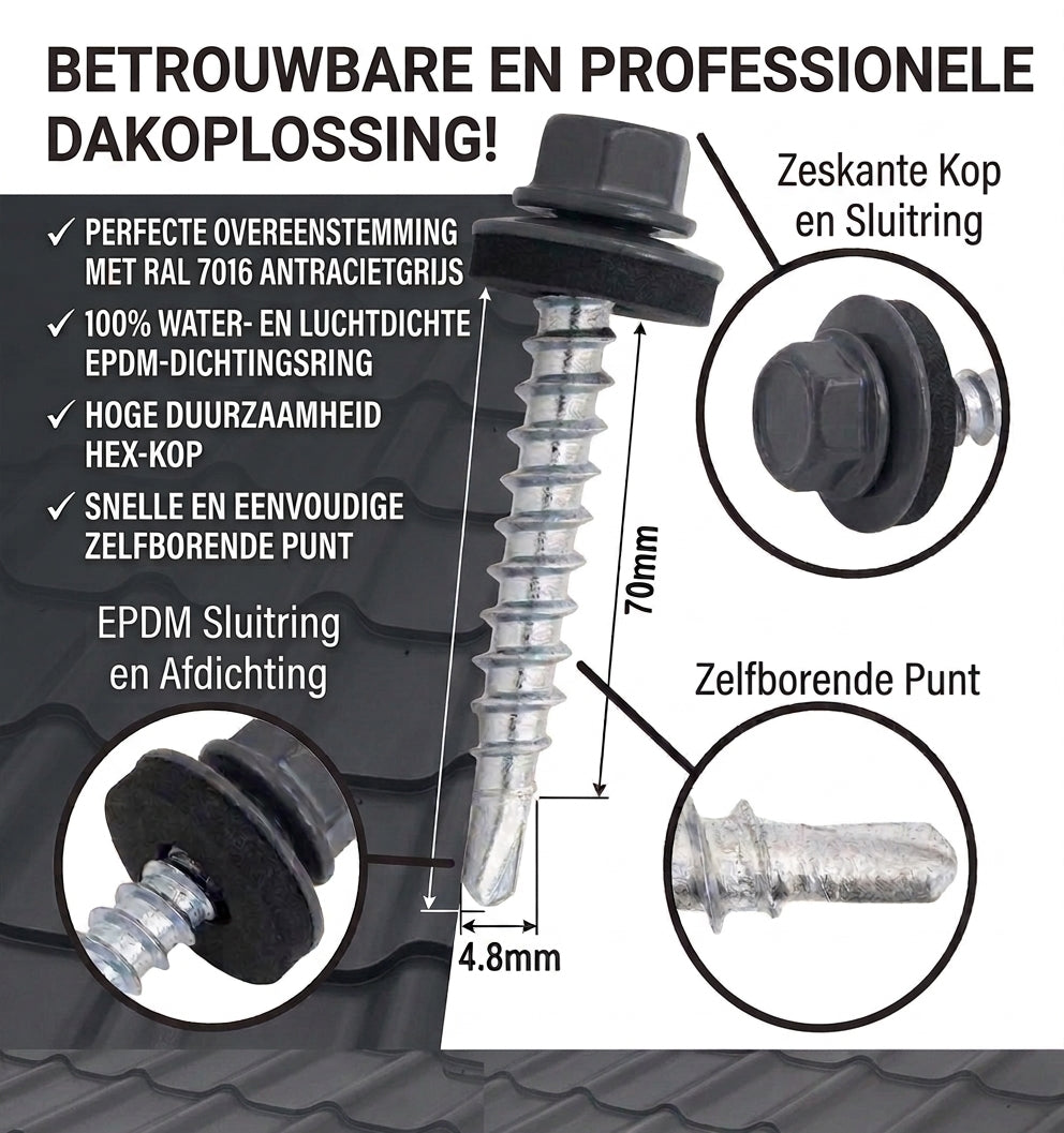 Zelfborende Dak- en Gevelschroef met EPDM Afdichtingsring