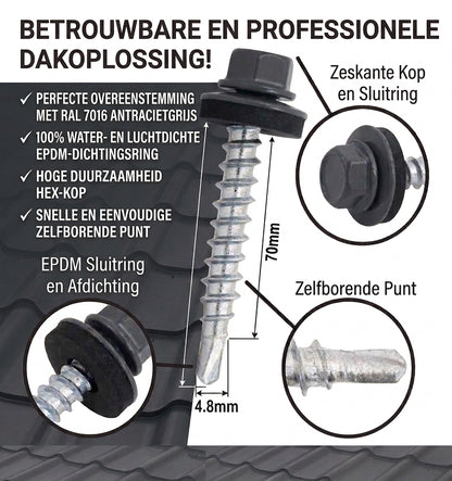 Zelfborende Dak- en Gevelschroef met EPDM Afdichtingsring