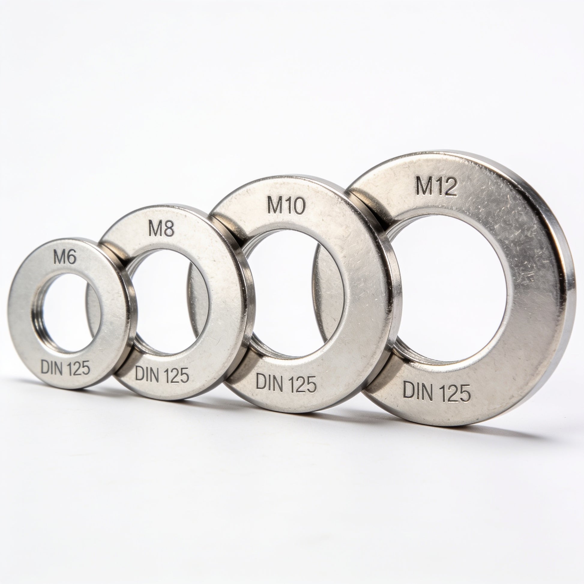 Flat stainless steel washers DIN 125