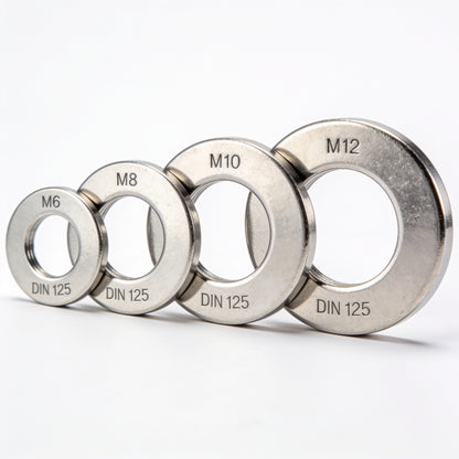 Flat stainless steel washers DIN 125